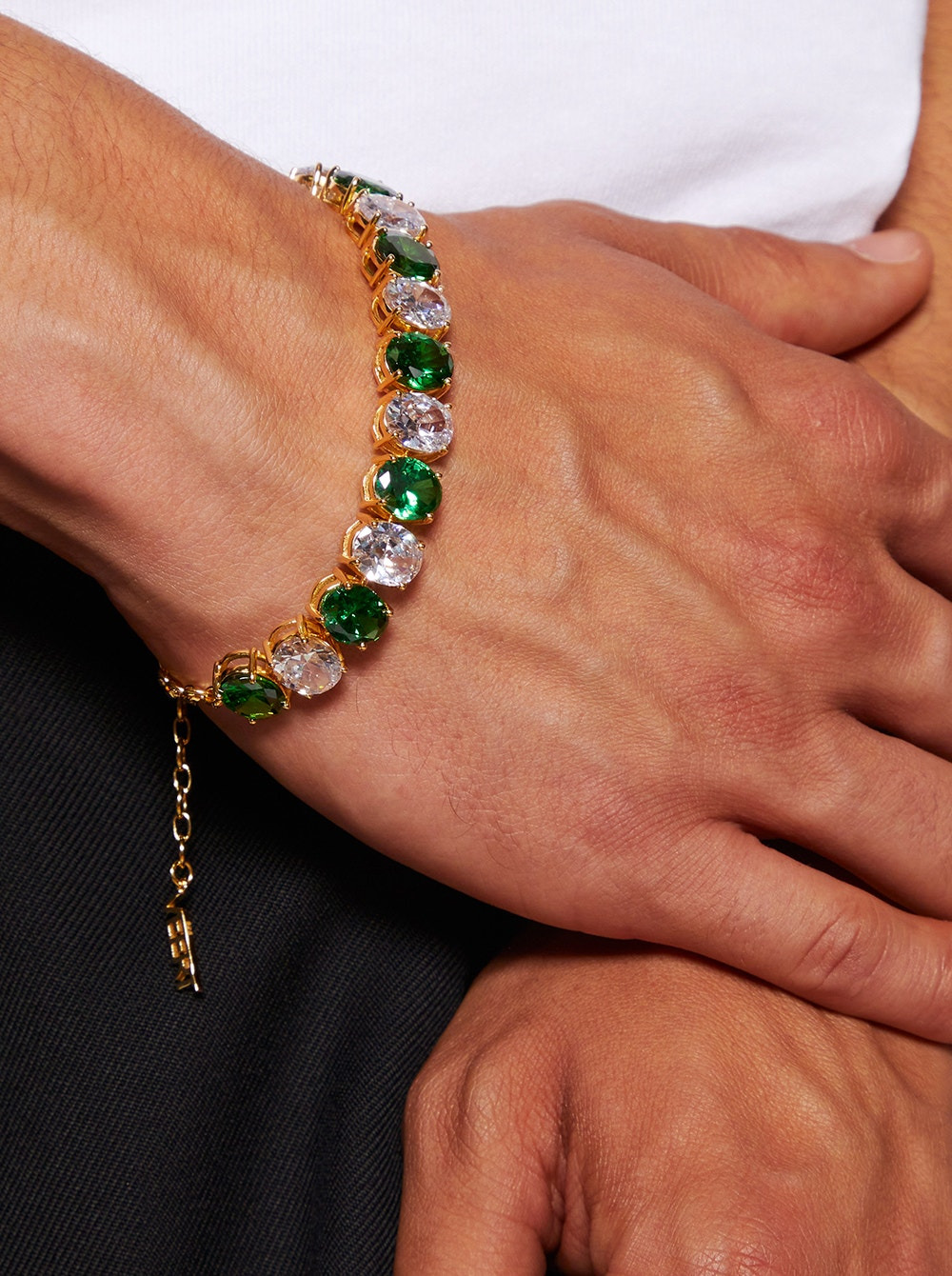 The Clear And Green Tennis Bracelet Yellow Gold - 2