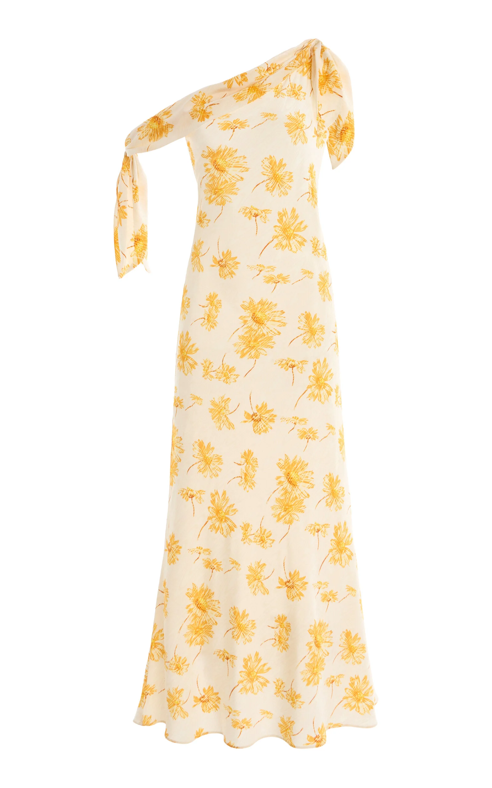 Moiré Daisy Silk-Crepe Midi Dress white - 1