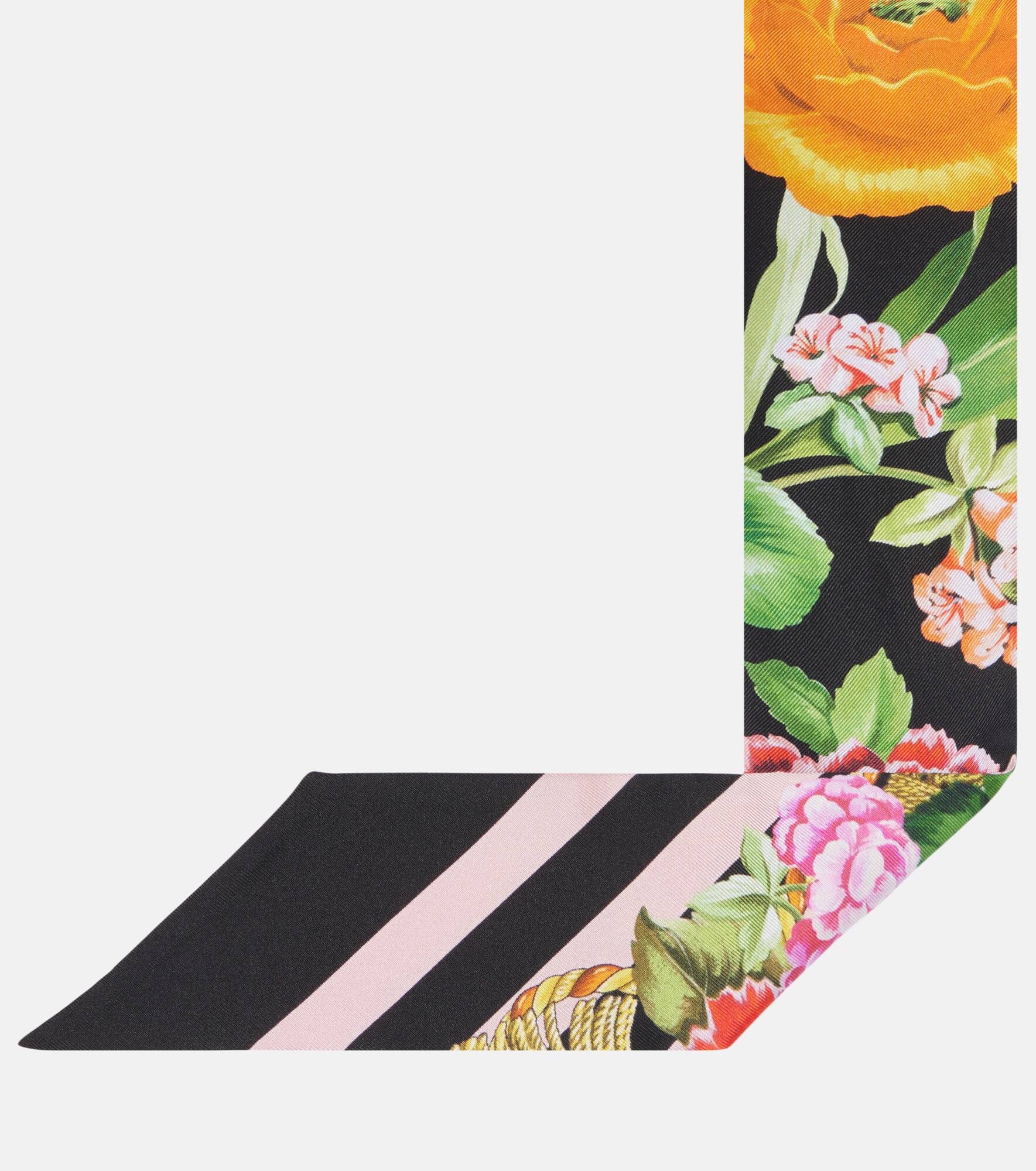 Floral silk twill scarf - 5