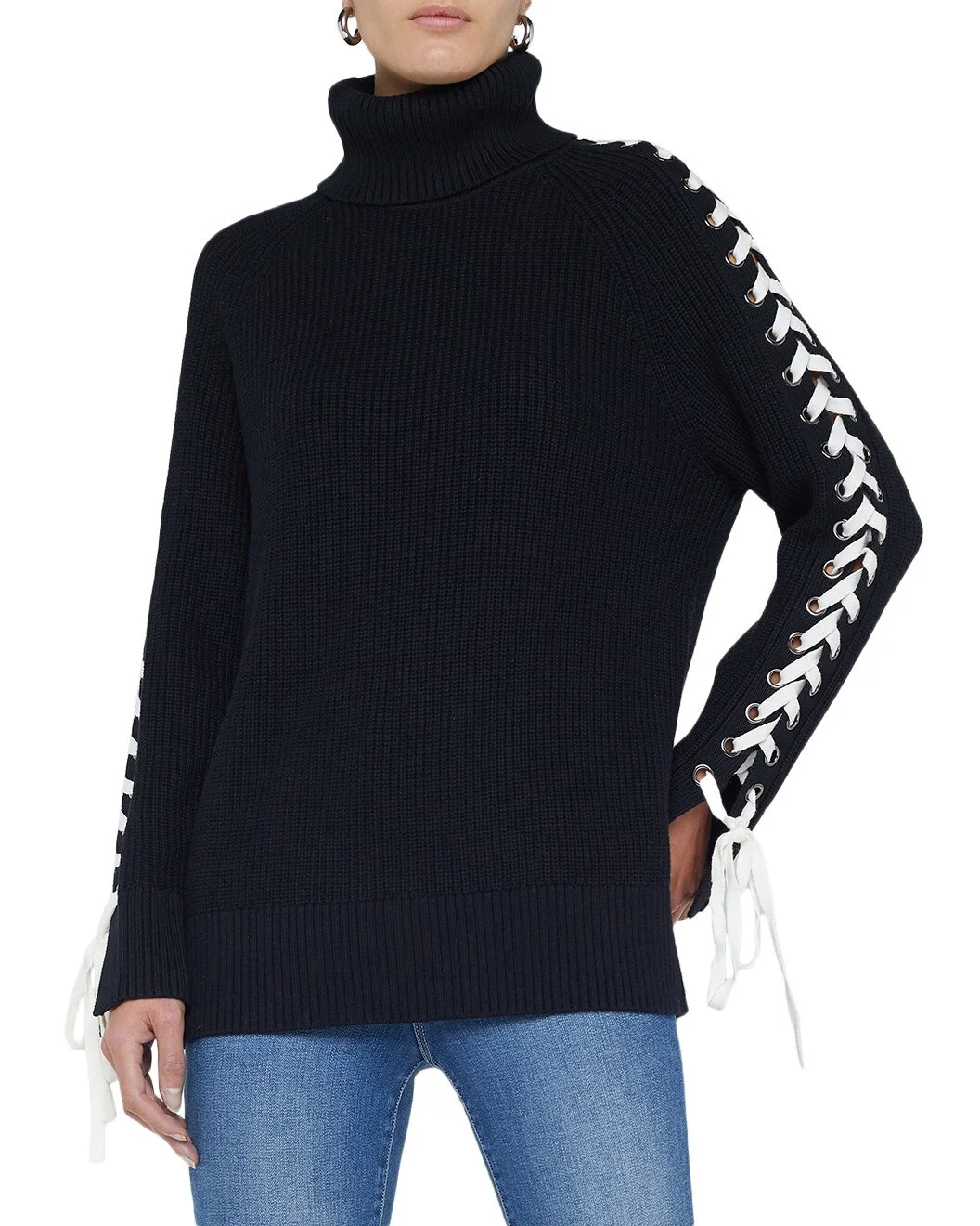 L'AGENCE Nola Lace Up Wool-Blend Sweater - 1