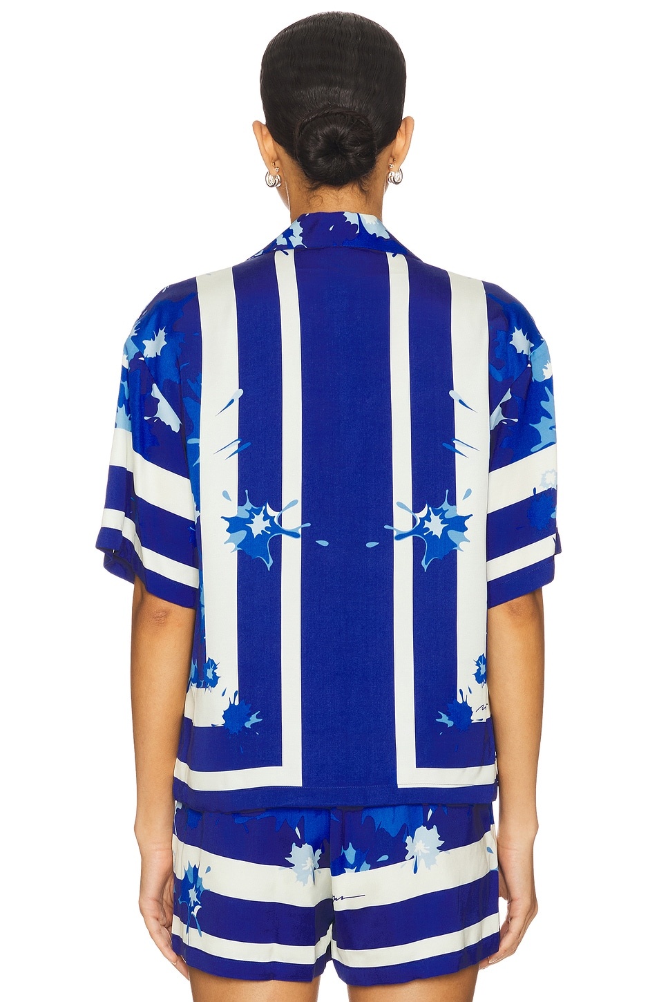 Printed Short Sleeve Button Up Top - 3