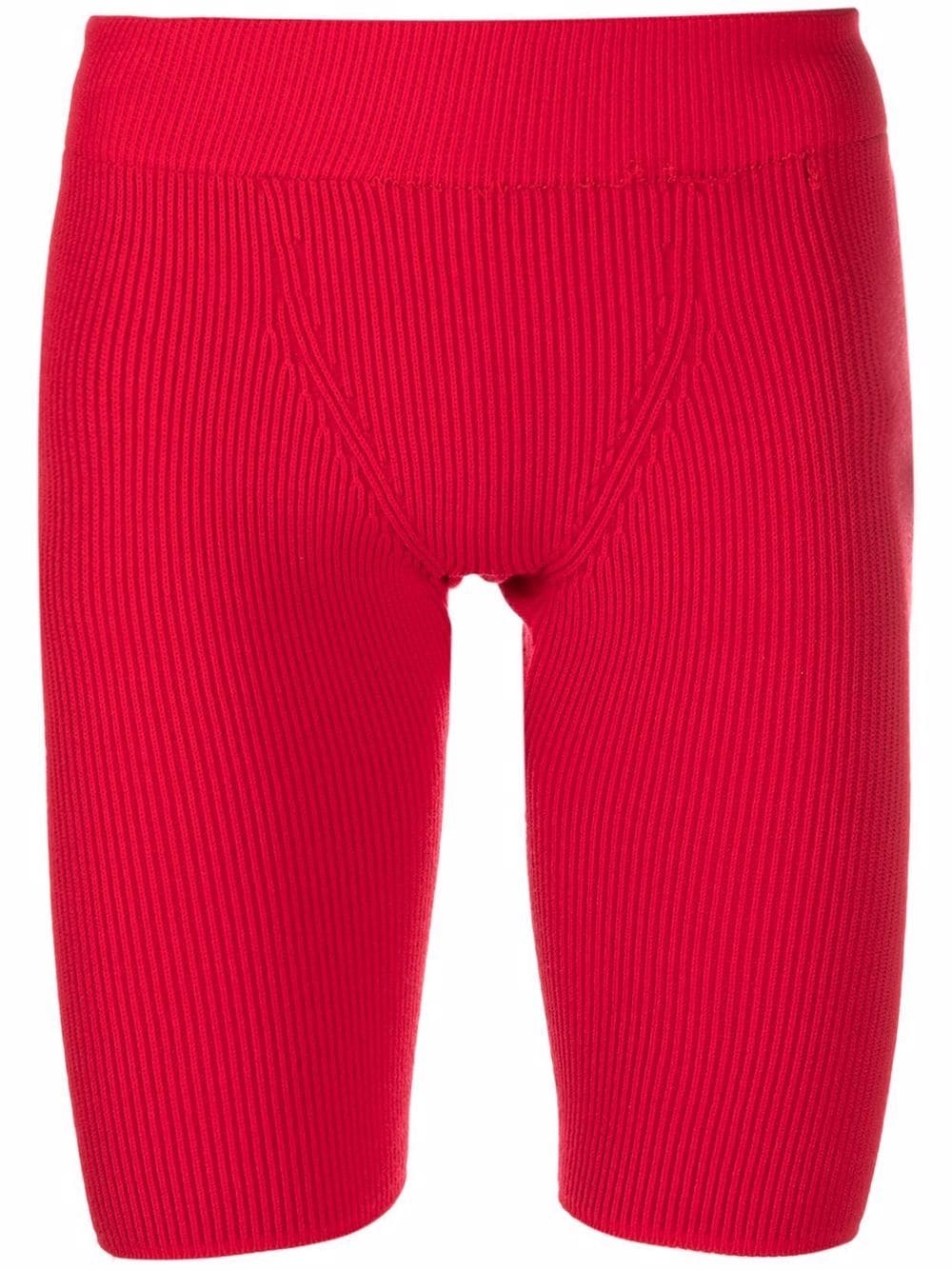 ribbed-knit compression shorts - 1