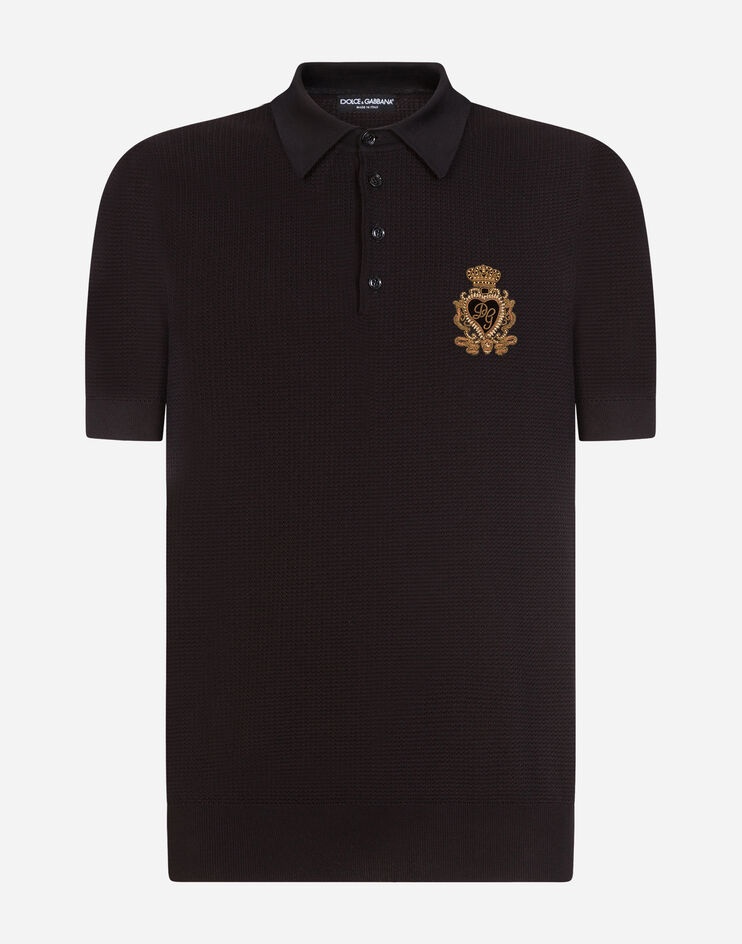 Polo shirt in silk and cotton with patch - 3