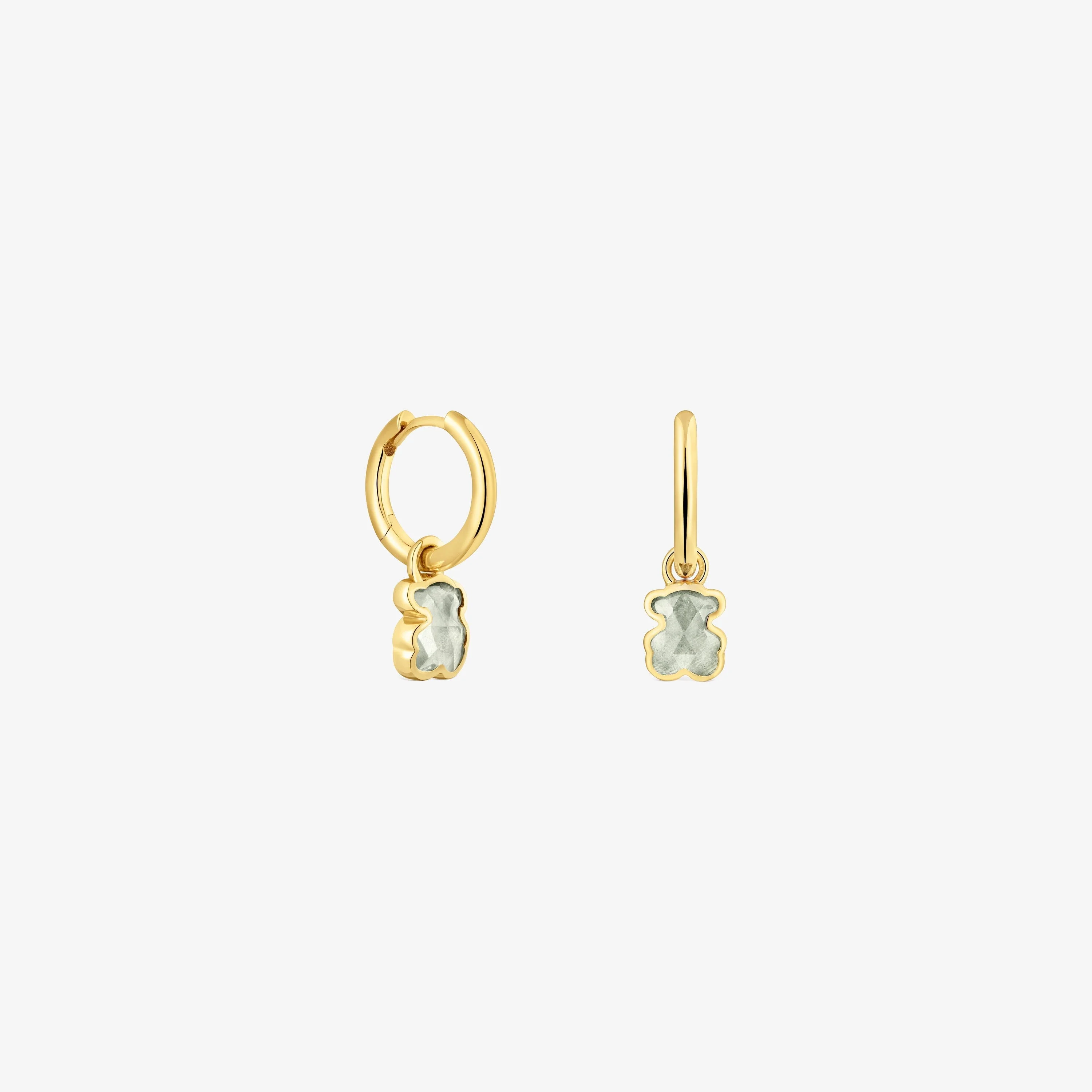 Hoop earrings with 18K gold vermeil and laboratory-grown mint green sapphire Icon Color LGG - 1