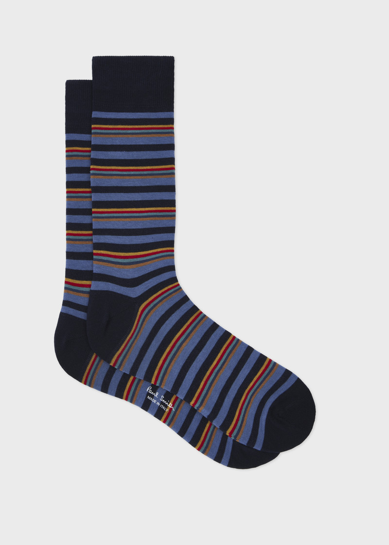 Navy 'Artist Stripe' Placement Socks 1