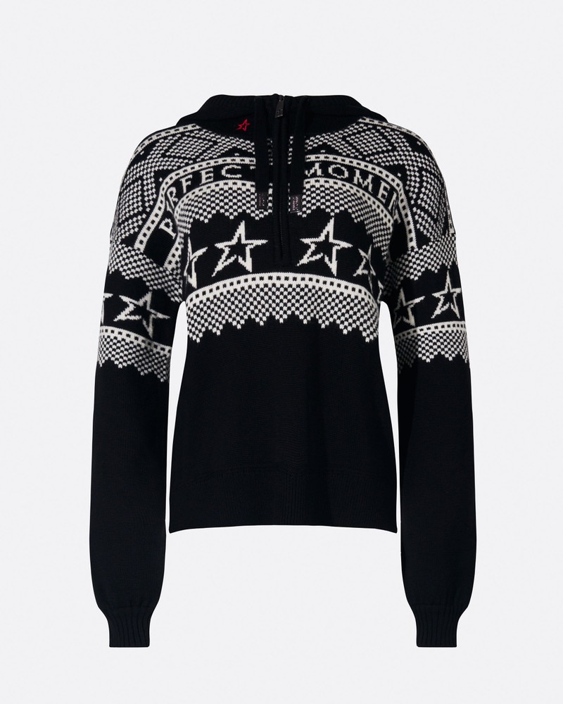 Intarsia-Knit Merino Wool Hoodie 1