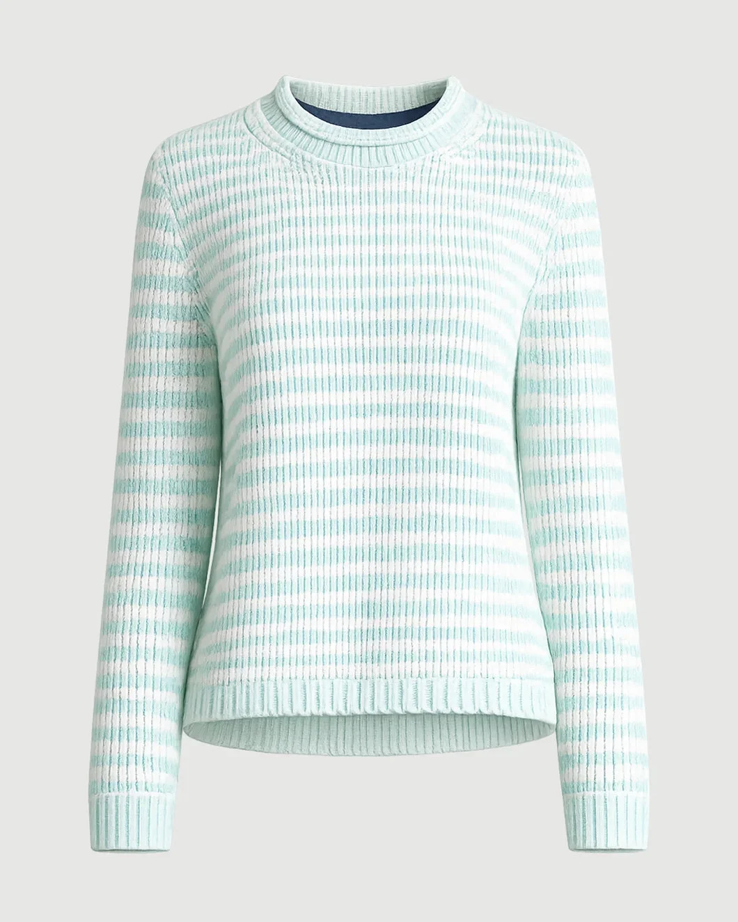 FINE STRIPE MINI MARINA SWEATER AQUA/IVORY - 1