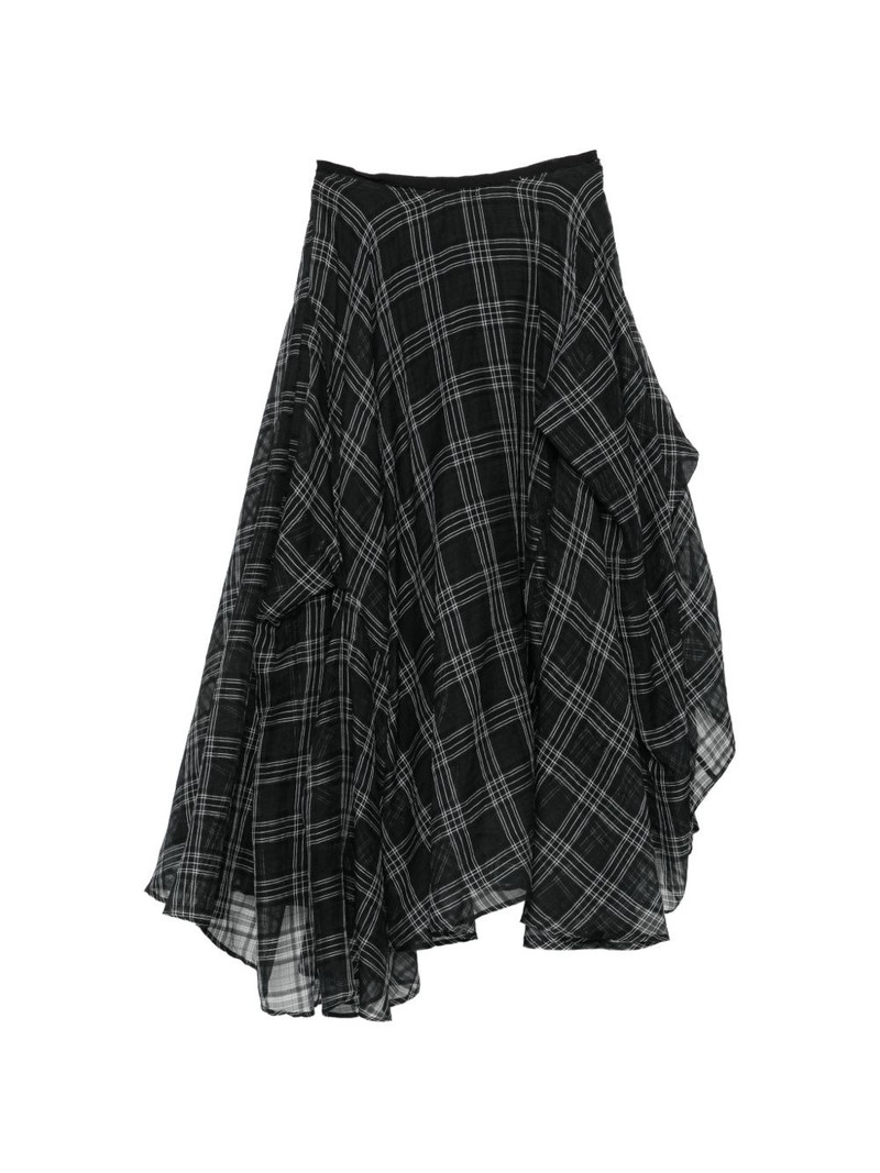 Marc Le Bihan check-pattern asymmetric skirt outlook