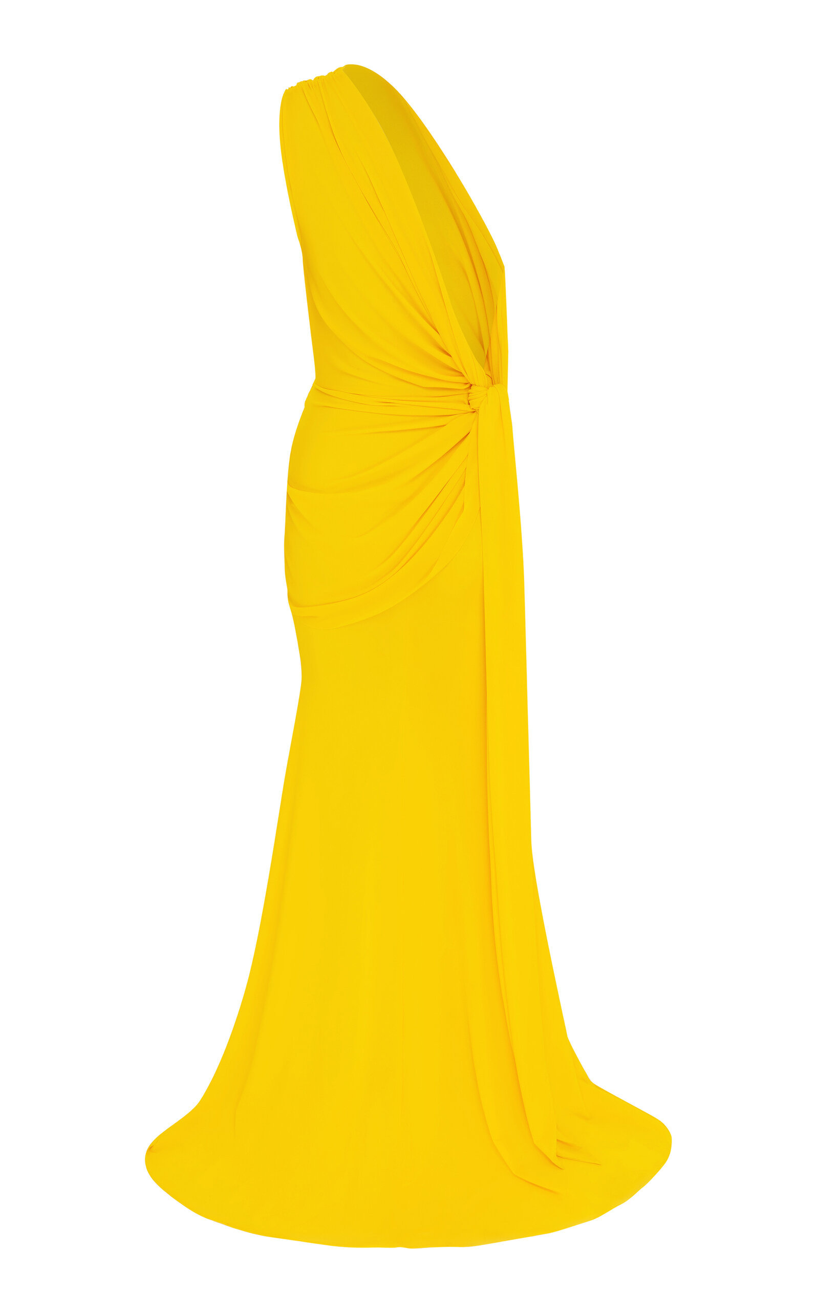 One-Shoulder Crepe Jersey Gown yellow - 4