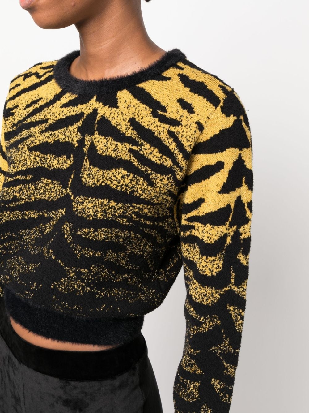 lurex-detail zebra-jacquard cropped jumper - 5