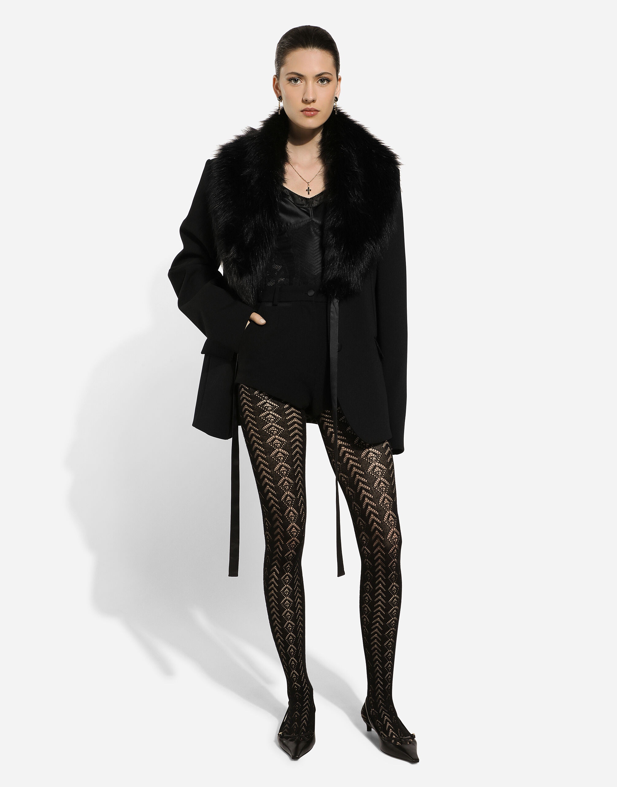 Wool jacket with faux fur collar - 5