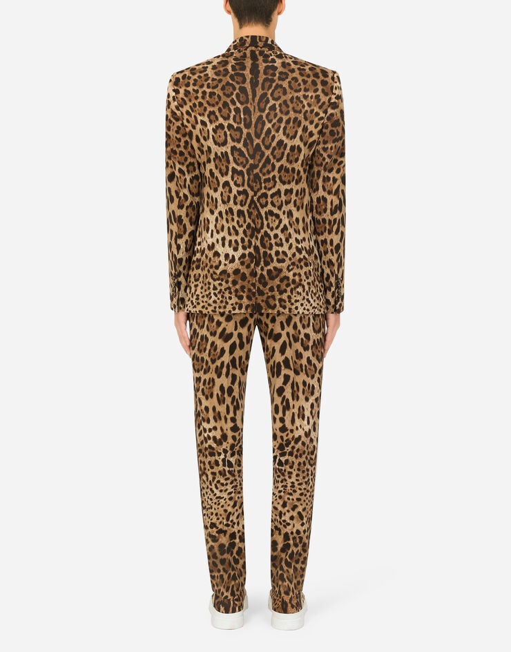 Double-breasted wool Sicilia-fit suit with leopard print - 3