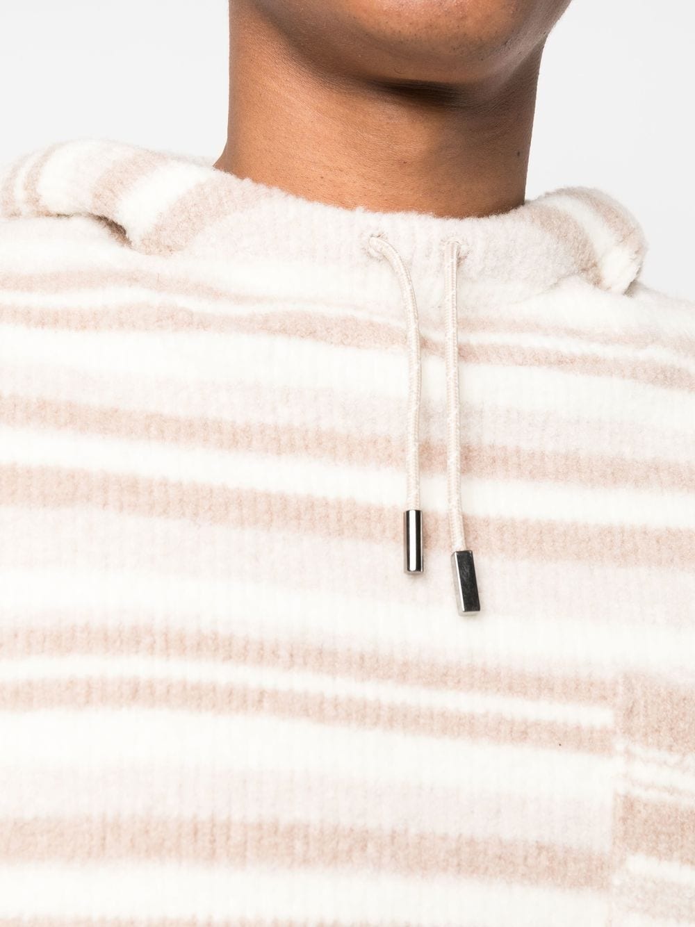 striped-pattern oversized knitted hoodie - 5