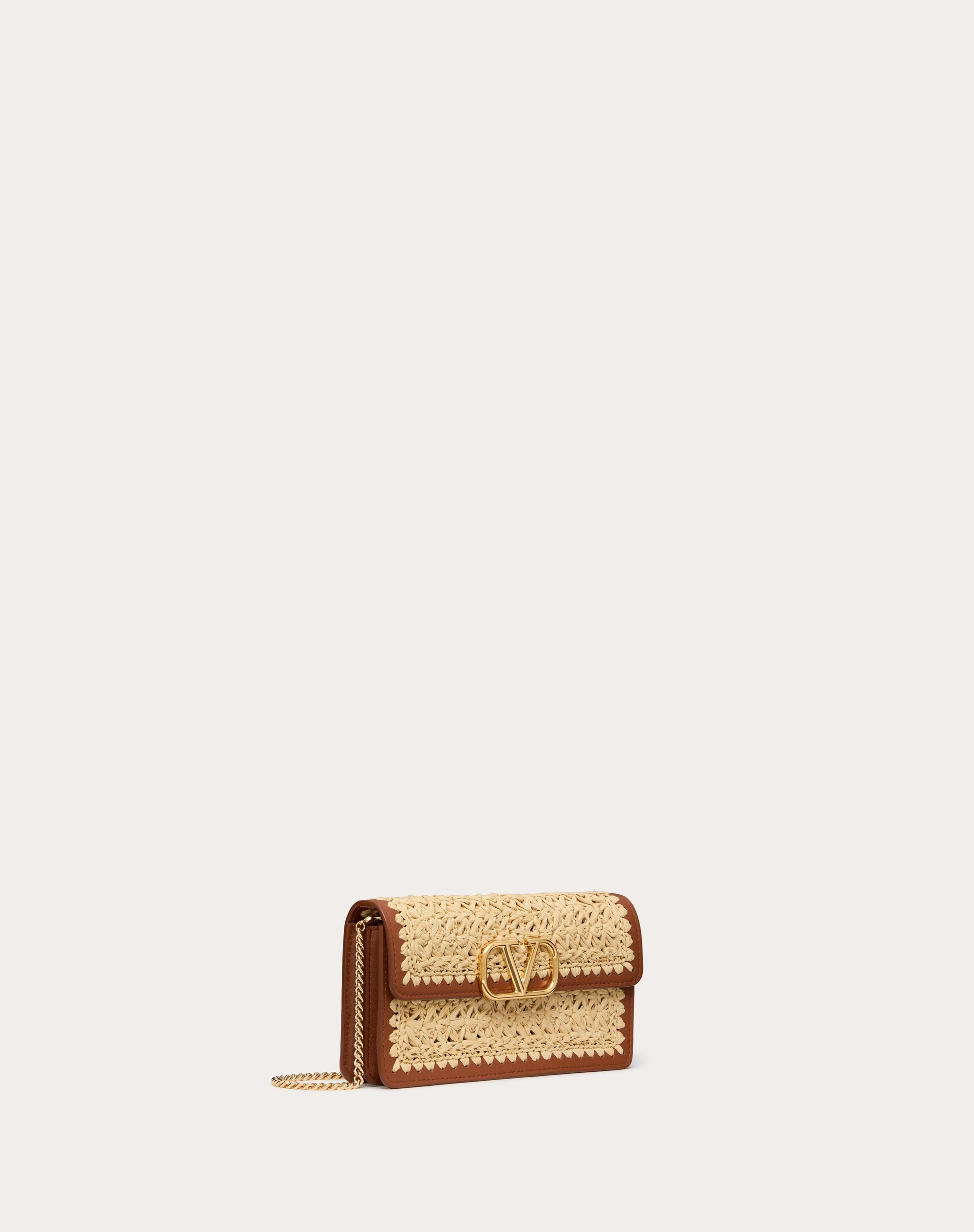 VLOGO SIGNATURE RAFFIA WALLET WITH CHAIN - 2