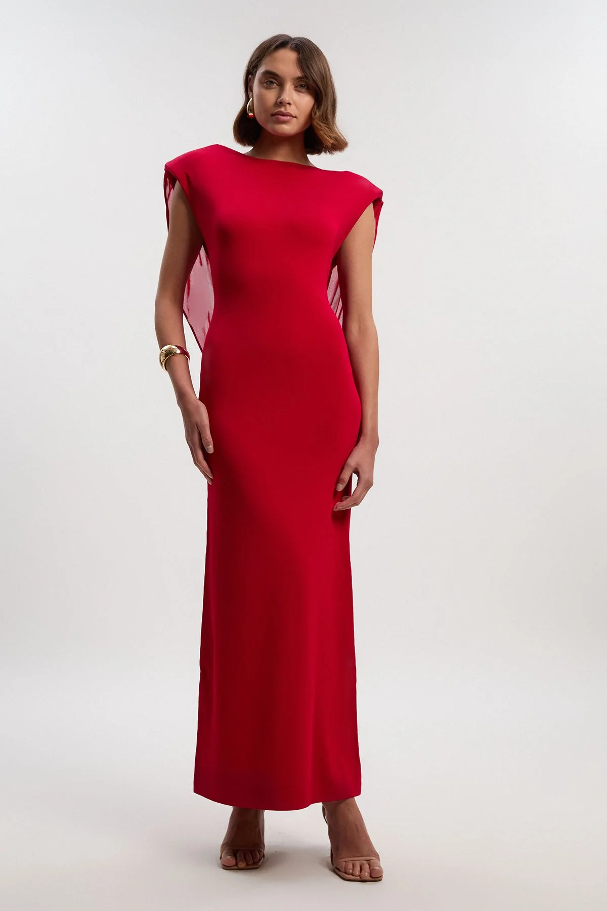 Petite Viscose Blend Slinky Drape Plunge Back Knit Maxi Dress - 1