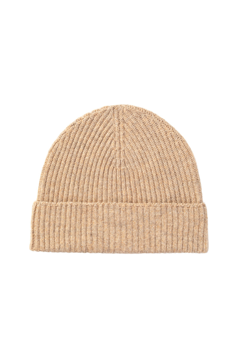 Natural Ribbed Cashmere Beanie 1