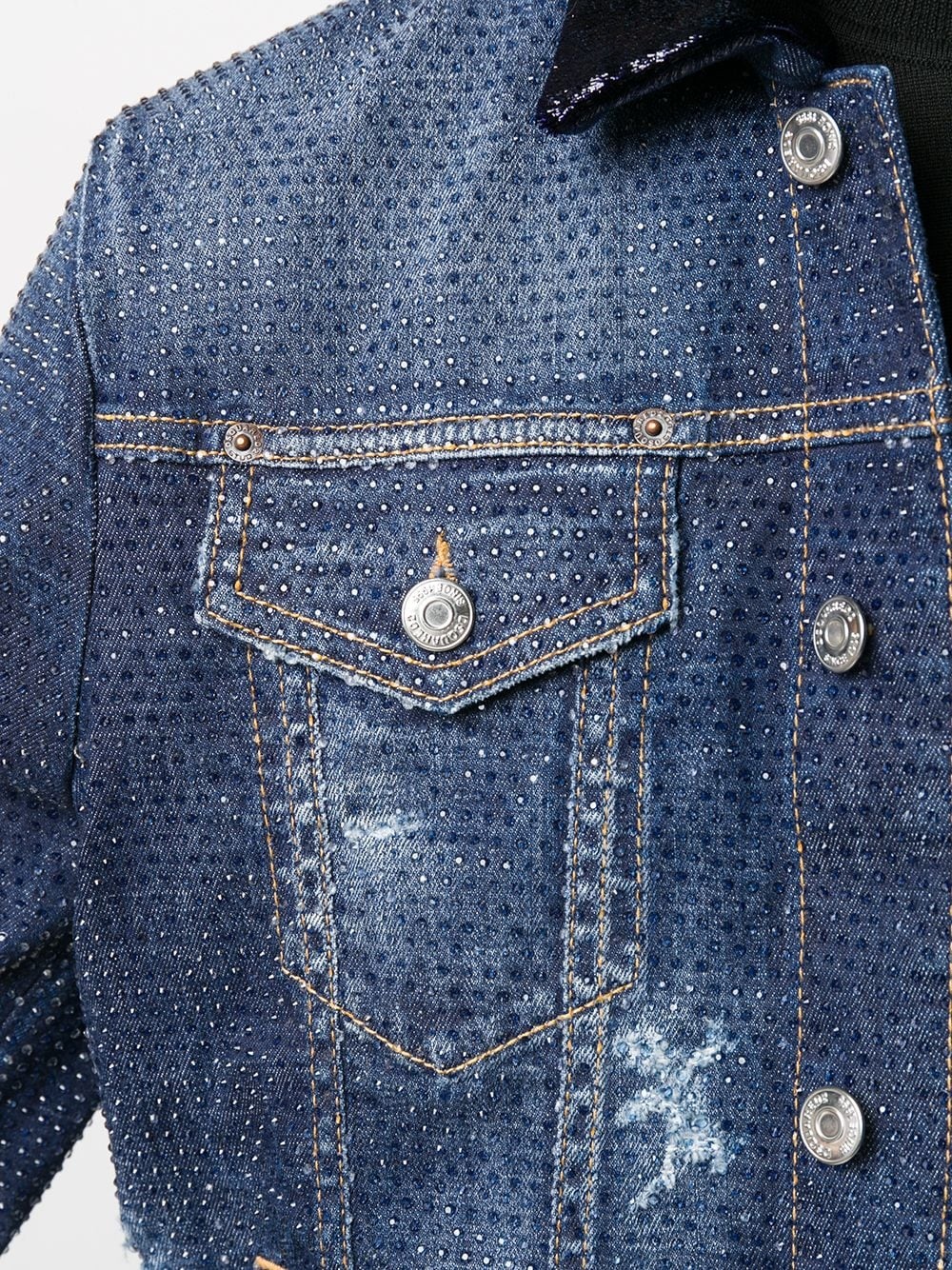 crystal-embellished denim jacket - 5