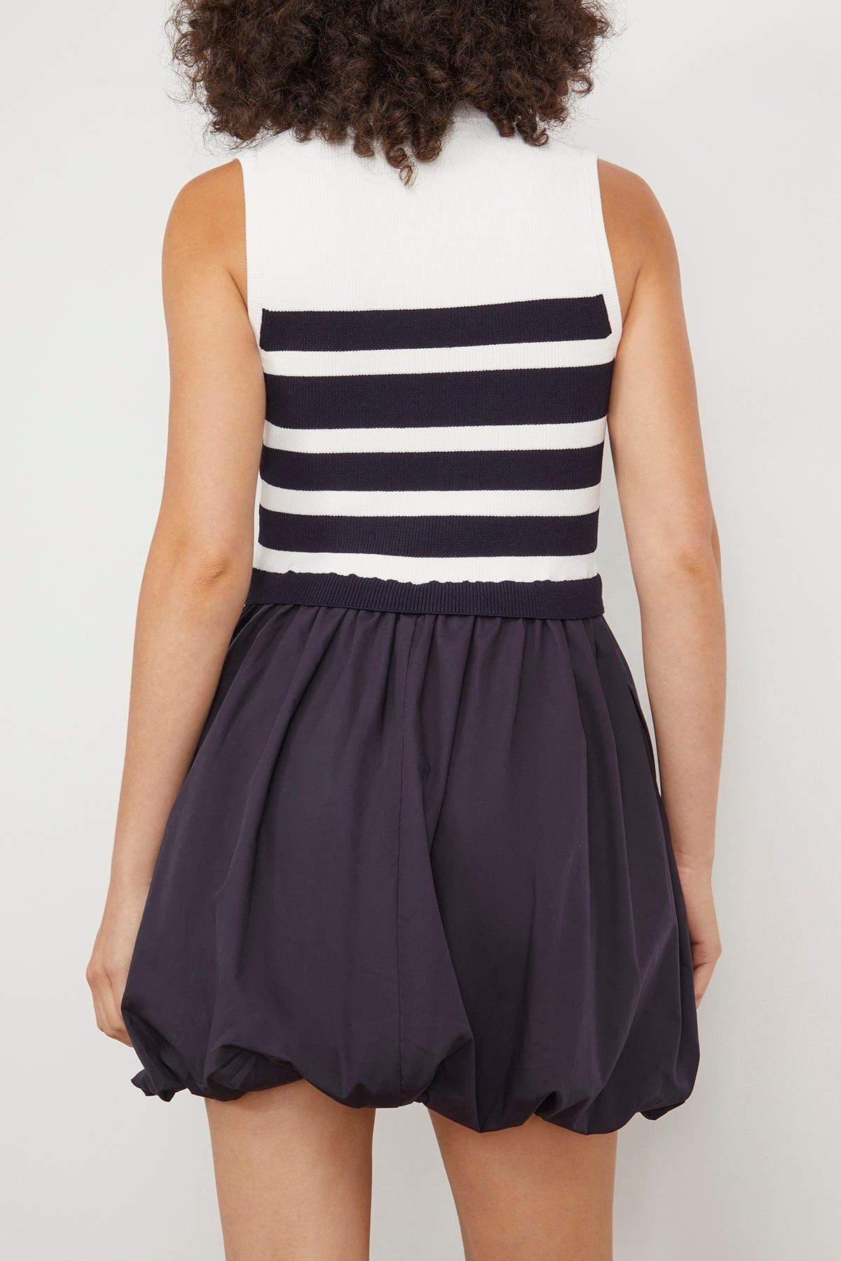 Josey Sleeveless Bubble Skirt Mini Dress in Midnight Stripe - 4