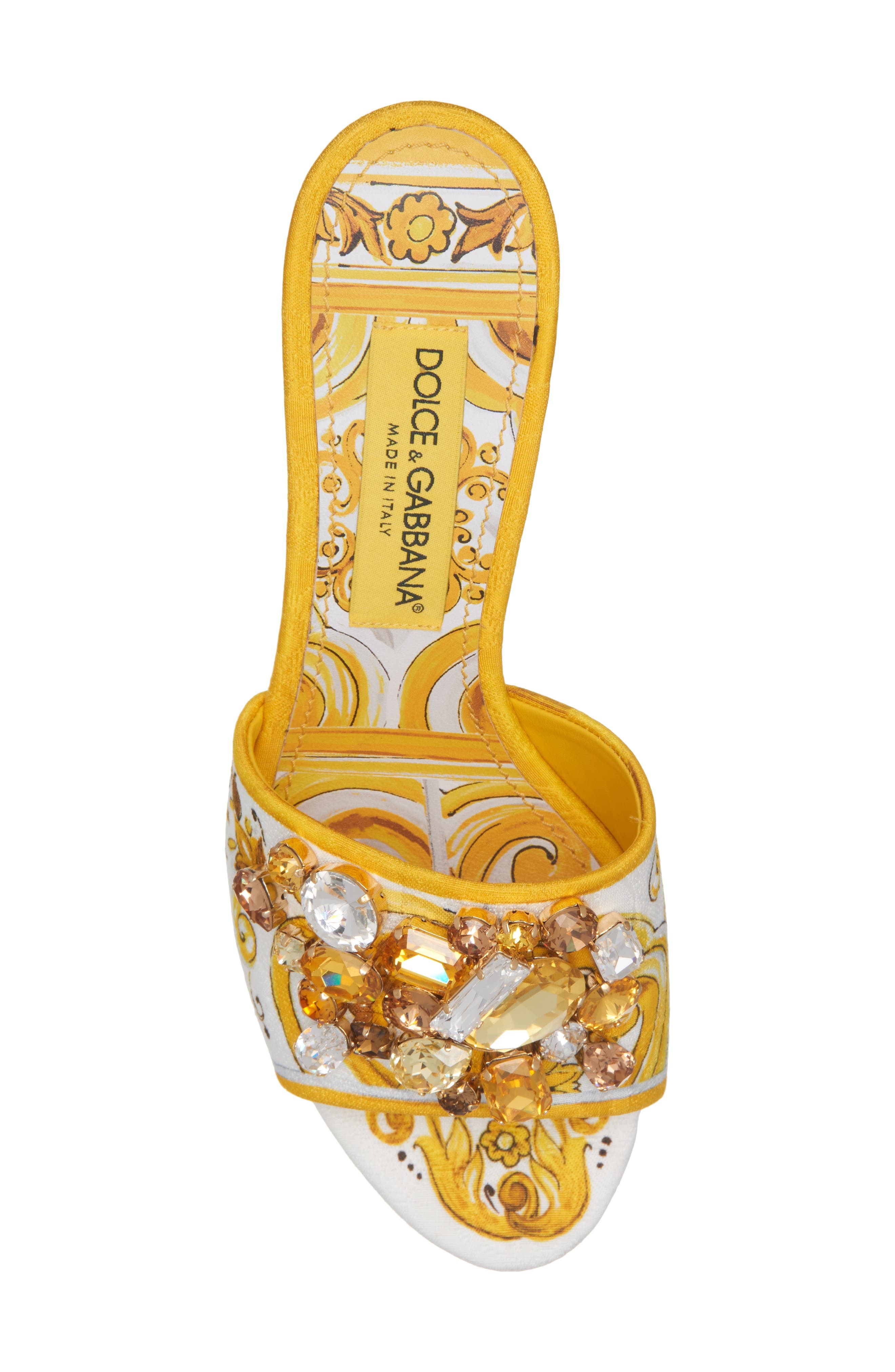 Majolica Print Embellished Slide Sandal - 5