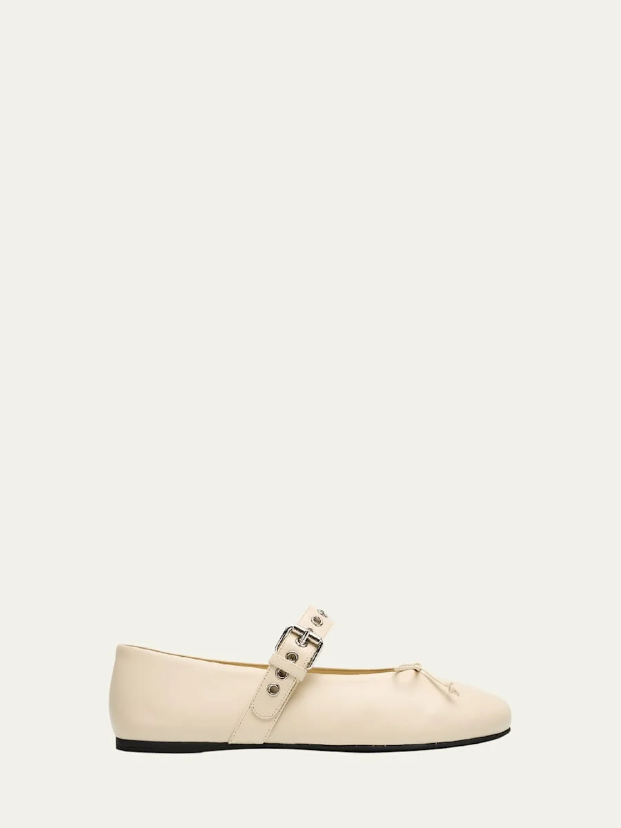 Leather Mary Jane Ballerina Flats - 1