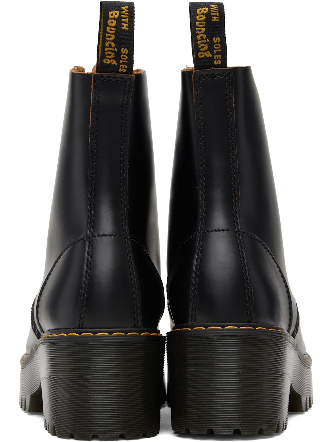 Black Leona Vintage Smooth Leather Heeled Boots - 2