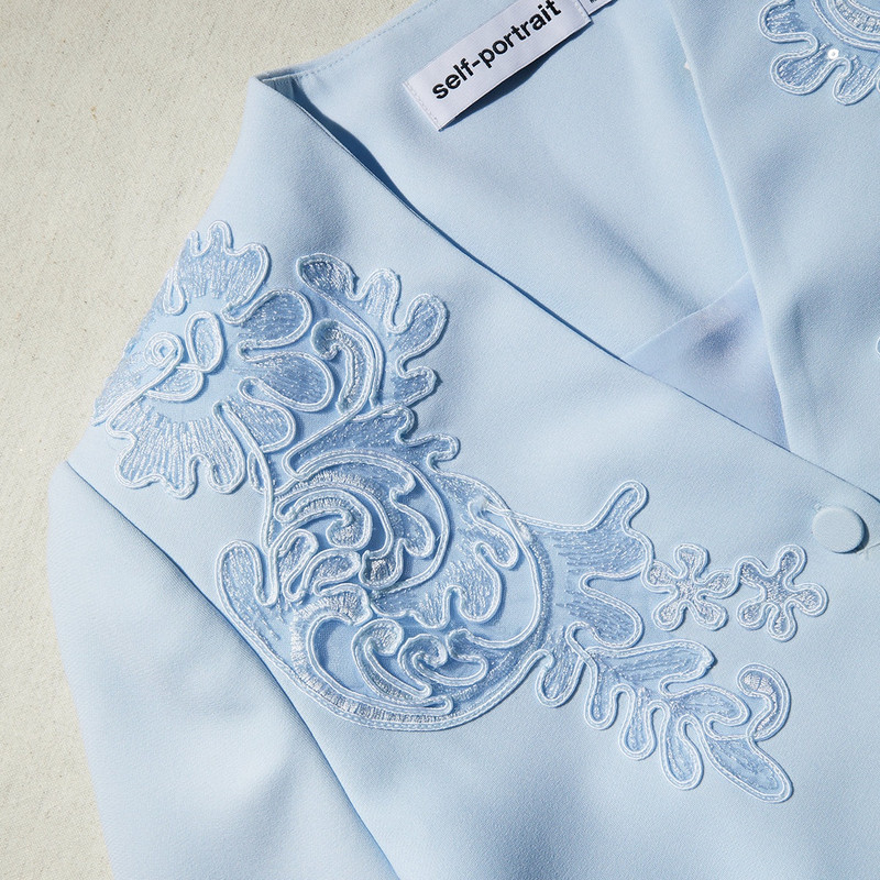 Blue Chiffon Crepe Midi Dress 4