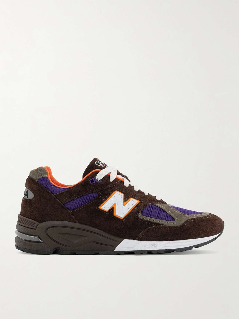 MADE in USA 990 Leather-Trimmed Suede and Mesh Sneakers - 1