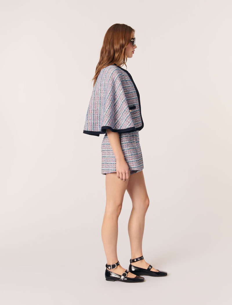 Tweed cape with contrasting trim 3