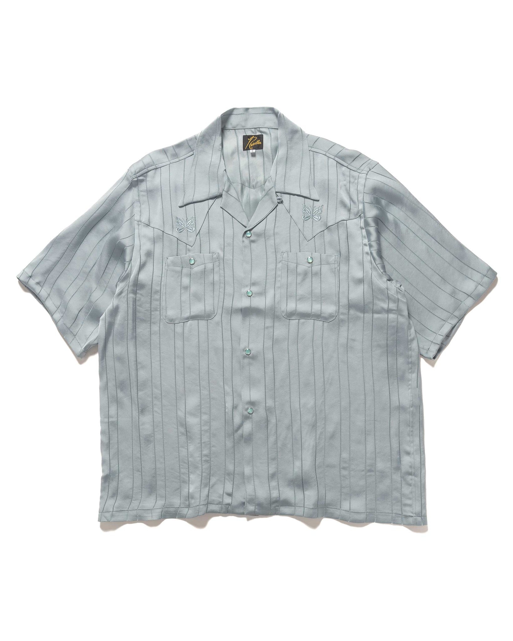 S/S Cowboy One-Up Shirt - TA/CU/PE Georgette Blue - 1