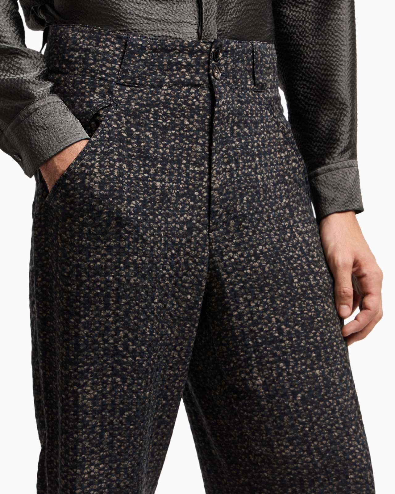 ASV PRINTED CUPRO FLAT-FRONT TROUSERS - 5
