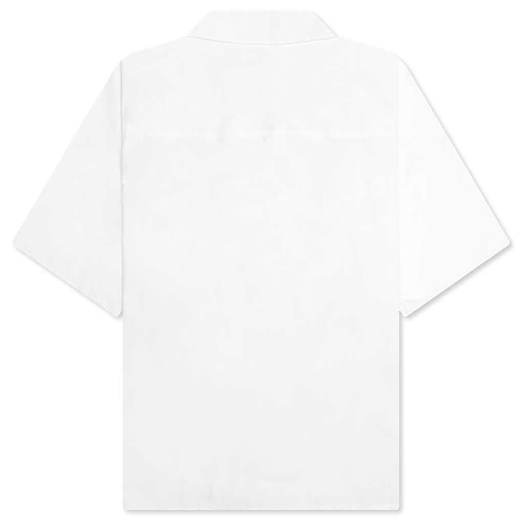 POPLIN BOWLING SHIRT WITH MENDED PATCH - LILY WHITE - 2