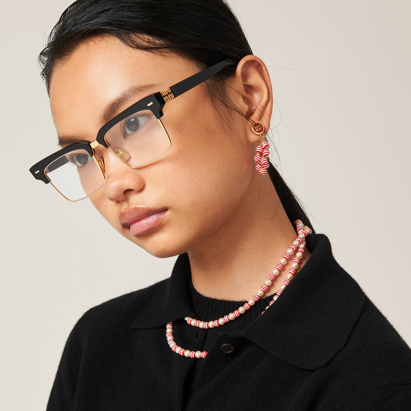 Miu Miu Metal and synthetic pearl necklace outlook