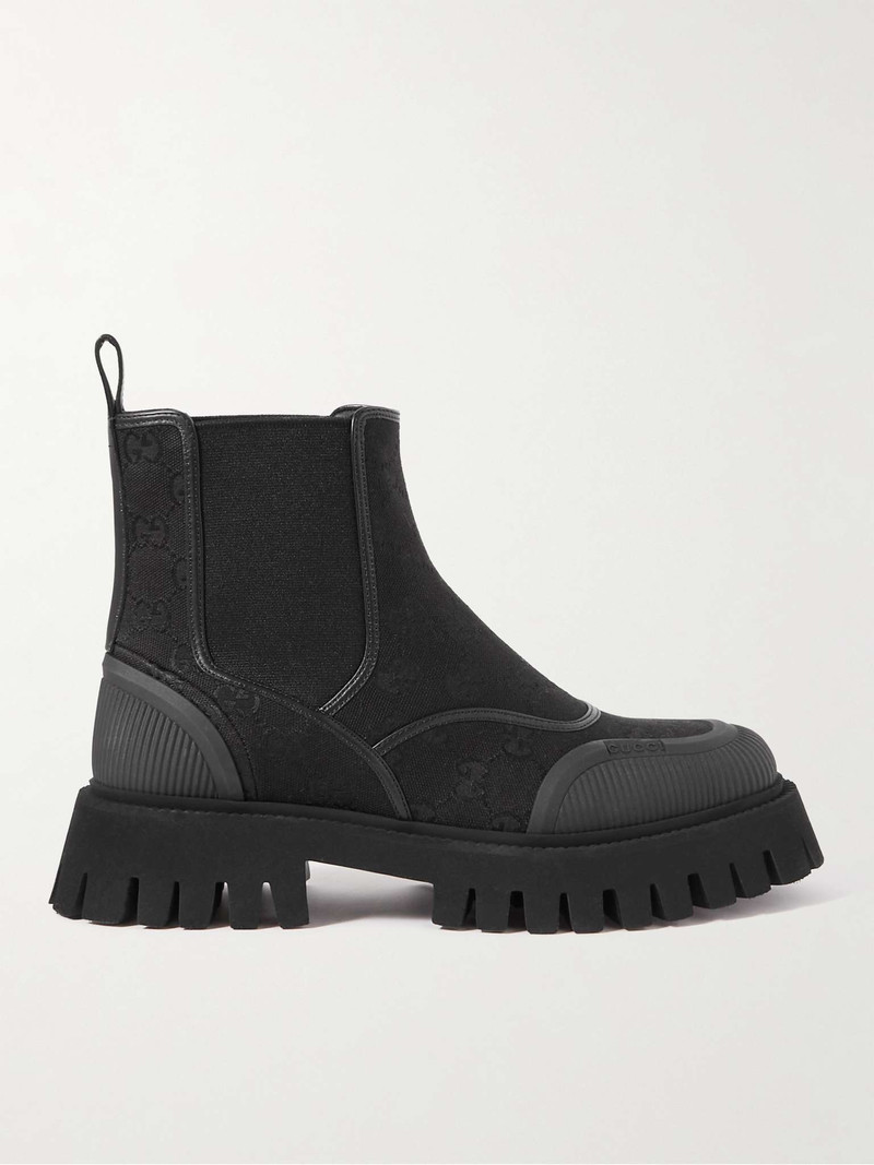 Novo Leather-Trimmed Logo-Jacquard Canvas Chelsea Boots - 1