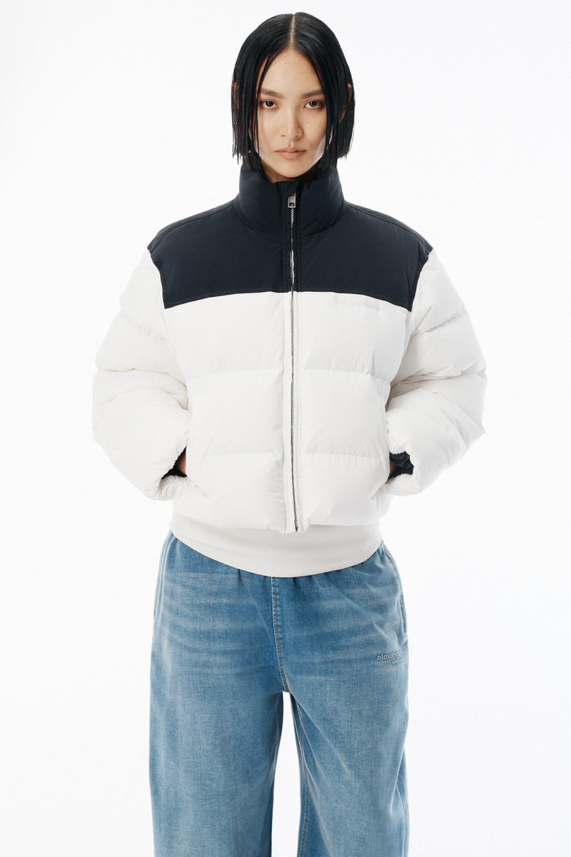 Black & White Matte Nylon Puffer Jacket 3