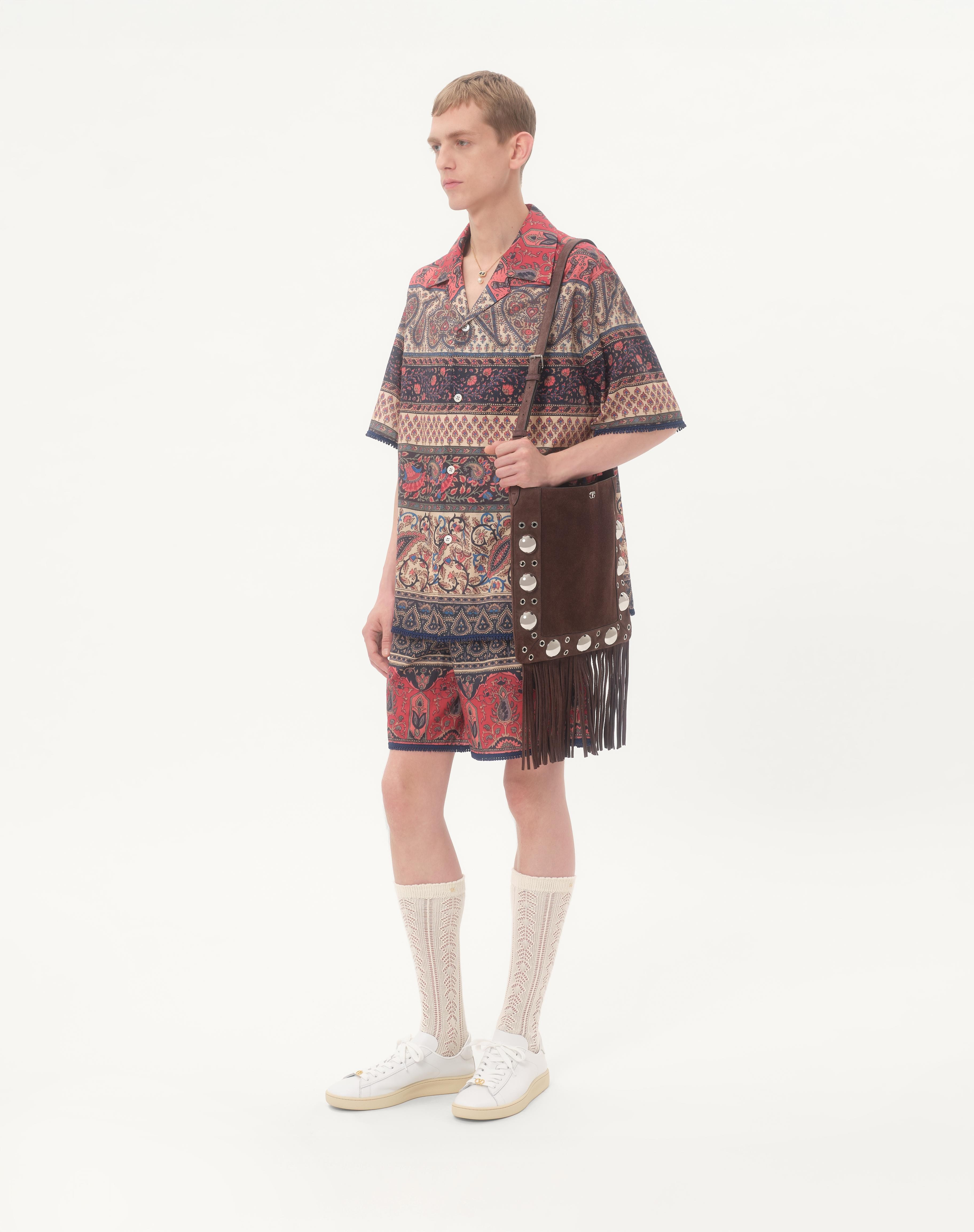 COTTON MUSLIN BERMUDA SHORTS WITH VOYAGE IMAGINAIRE PRINT AND PASSEMENTERIE TRIM - 2