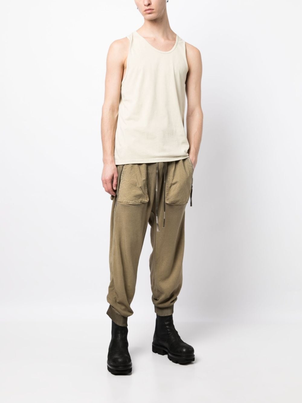 faded drop-crotch cotton track pants - 2