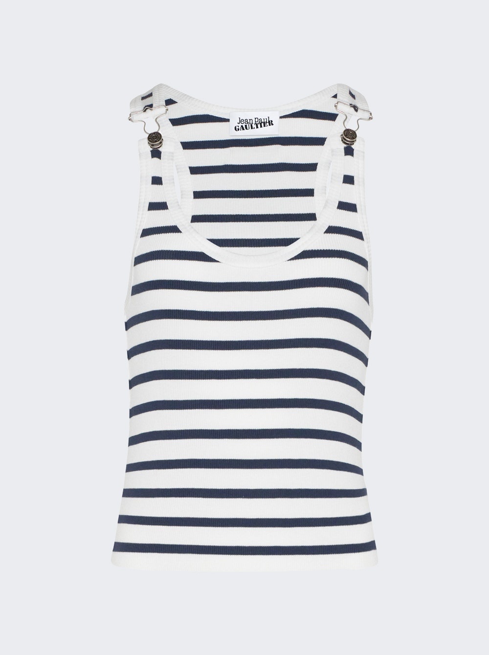 Ribbed Mariniere Tank Top White And Navy - 1