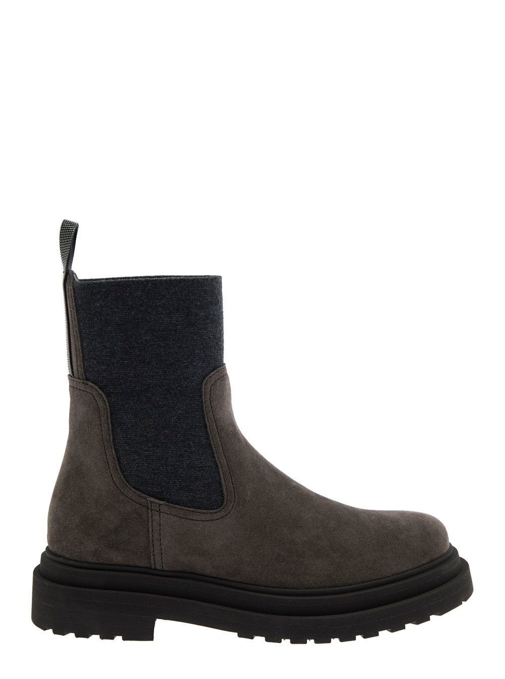 Brunello Cucinelli Women Brown Ankle Boots With Pull-Tab With Monil At The Heel In Suede Woman - 1