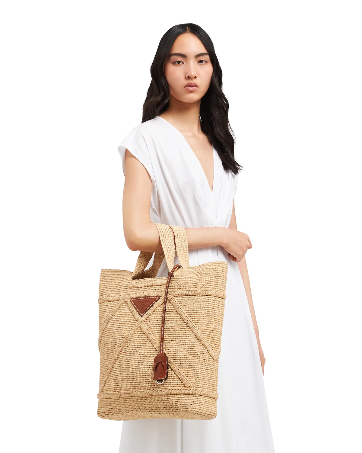 Raffia and Leather Tote - 7