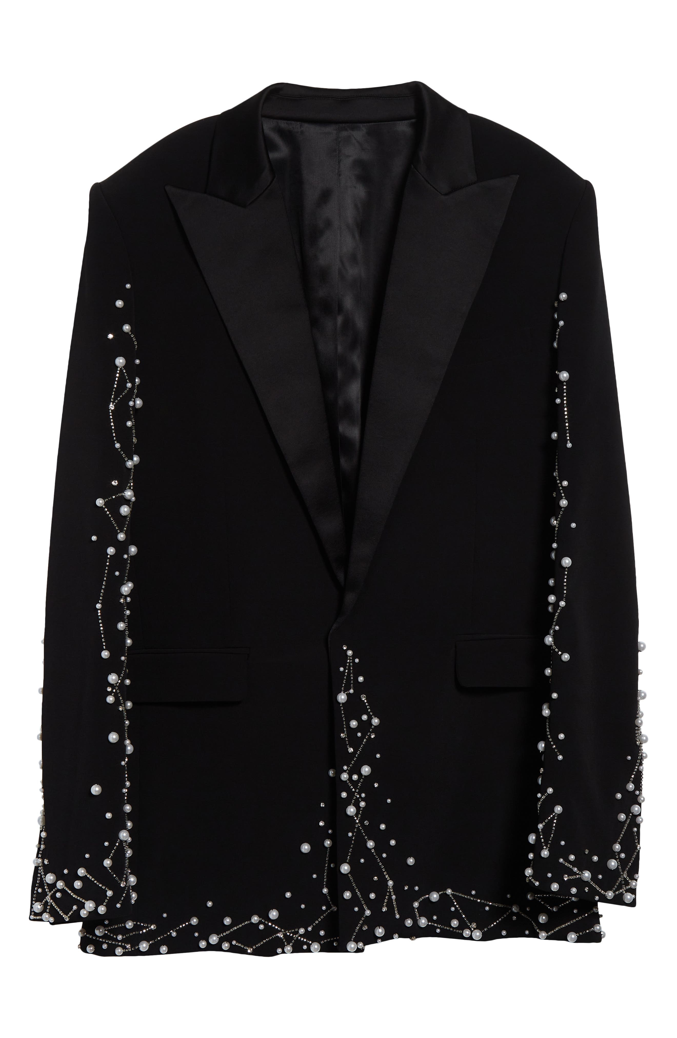 Balmain Faux Pearl & Crystal Constellation Dinner Jacket in Black/Crystal at Nordstrom - 7