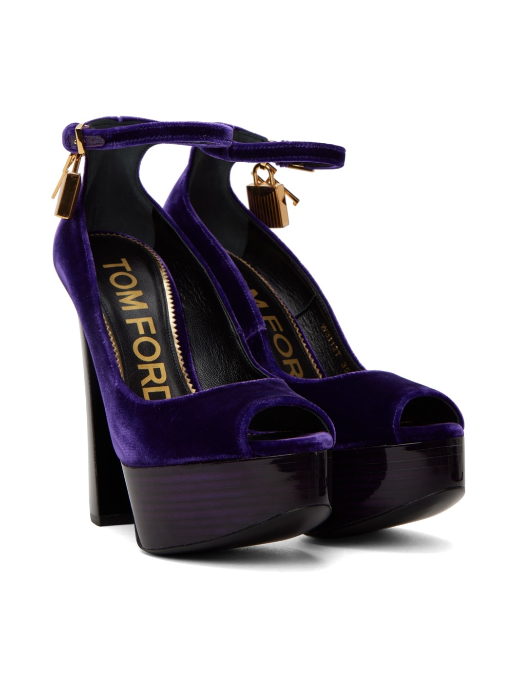 Purple Peep Toe Platform Heeled Sandals - 4