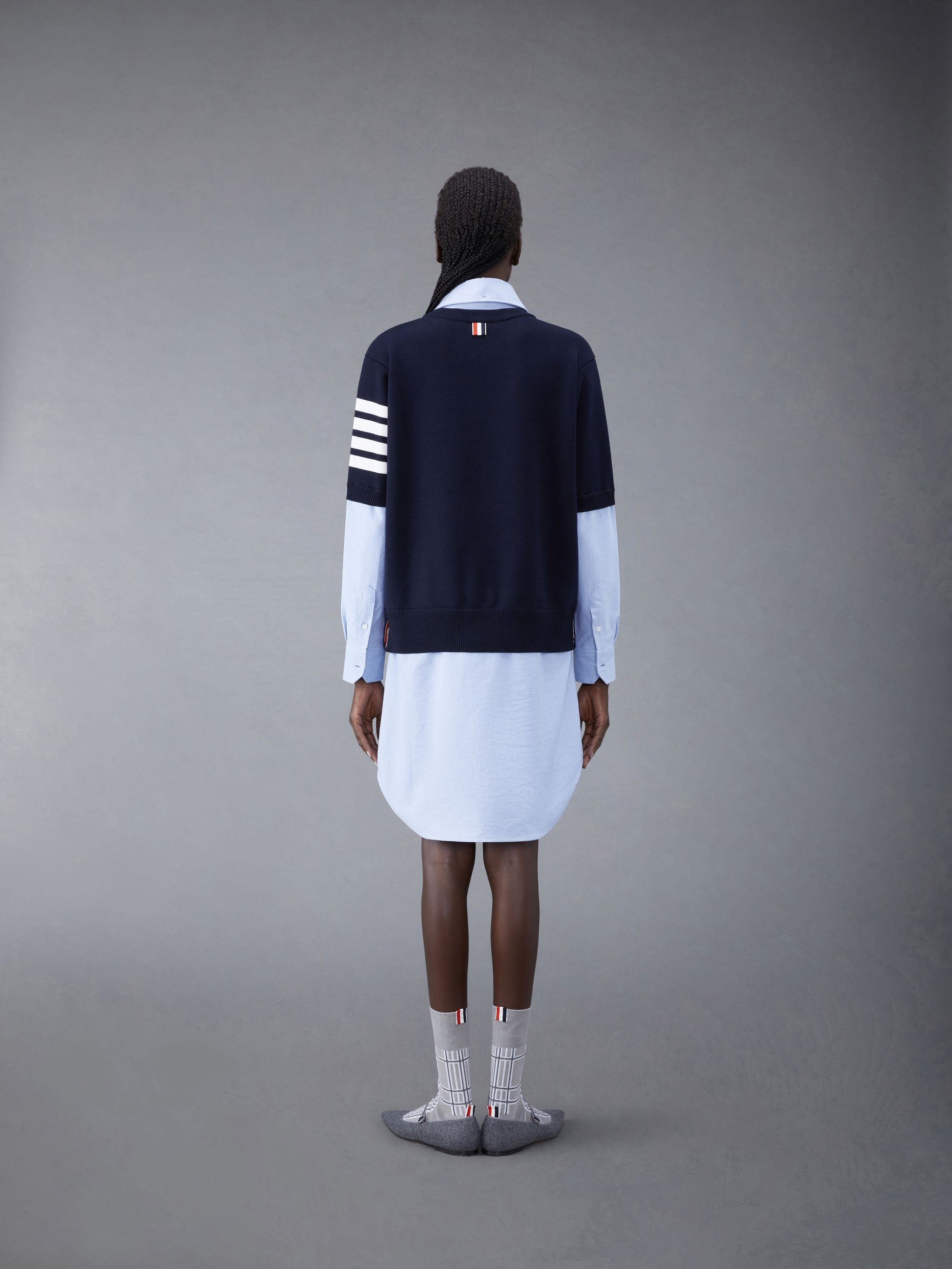 Cotton Milano and Oxford 4-Bar V-Neck Tee and Shirtdress Combo - 3