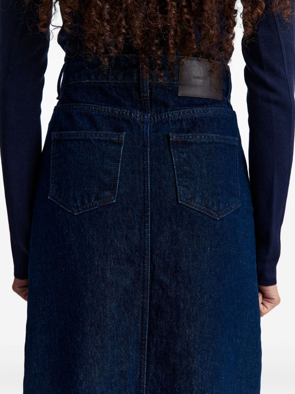 Ille front-slit denim midi skirt - 5