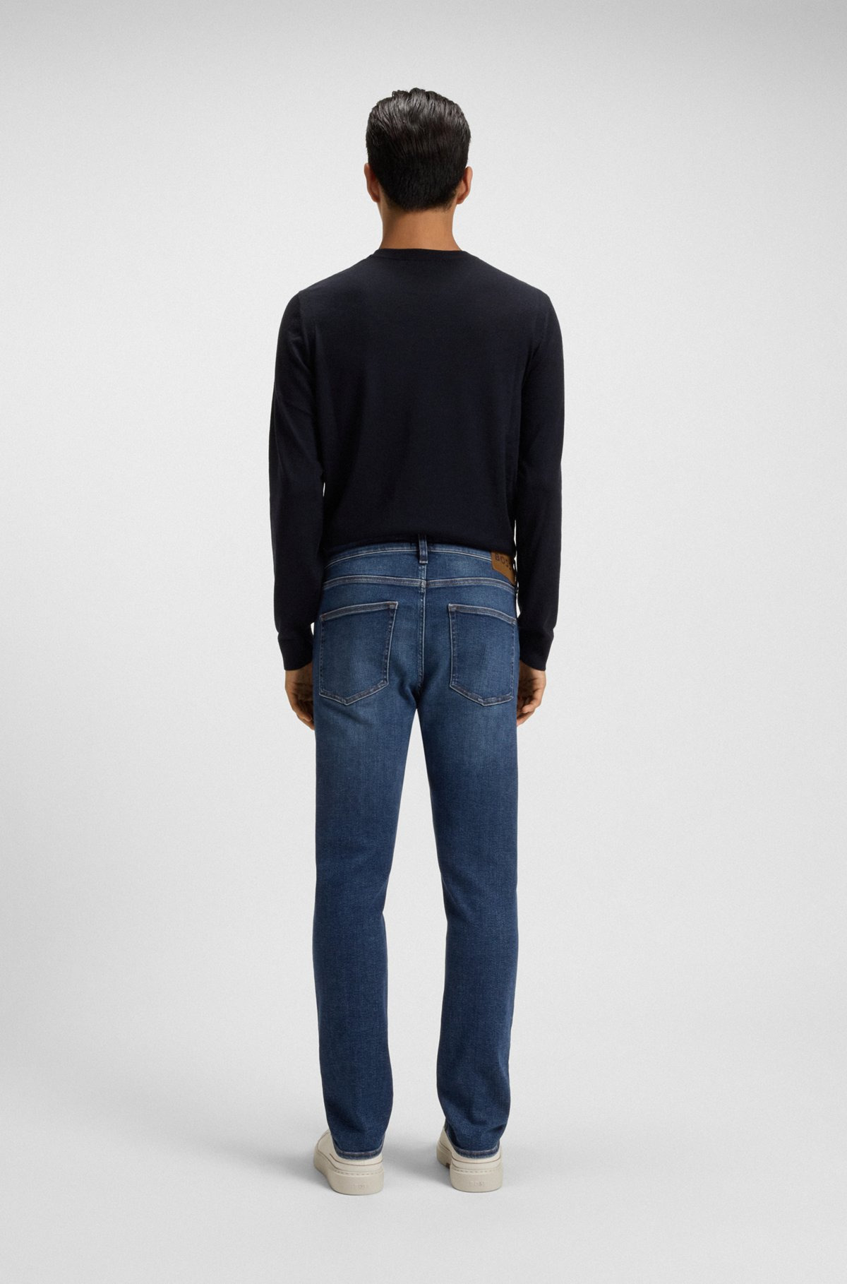 SLIM-FIT JEANS IN DARK-BLUE SUPER-STRETCH DENIM - 4