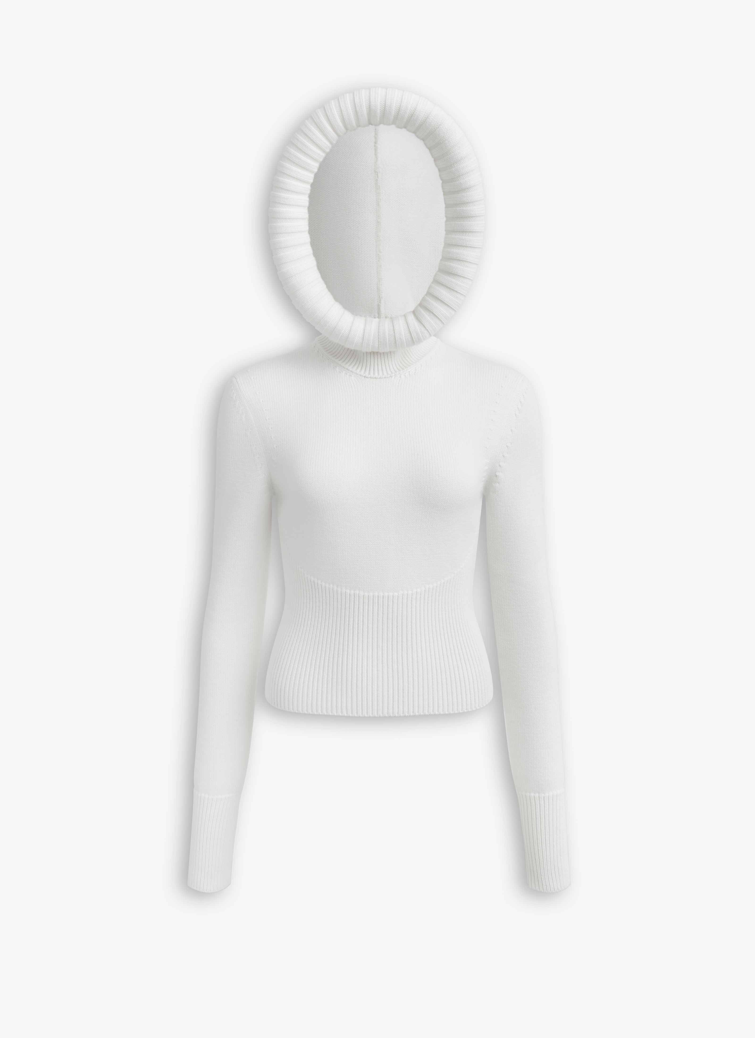 SCULPTURAL HOOD RIBBED KNIT JUMPER - 3
