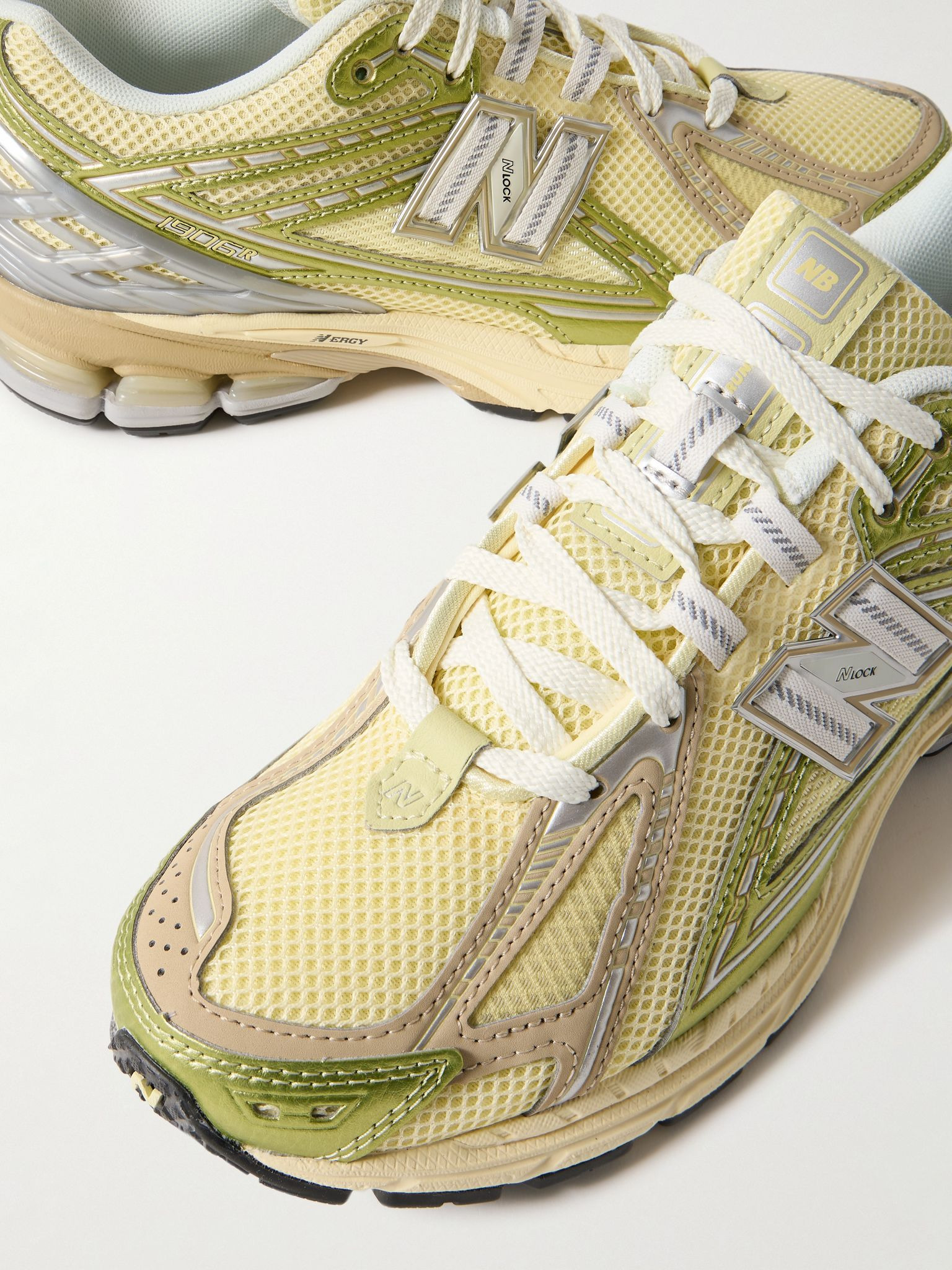 1906R Rubber-Trimmed Mesh Sneakers Chartreuse - 5