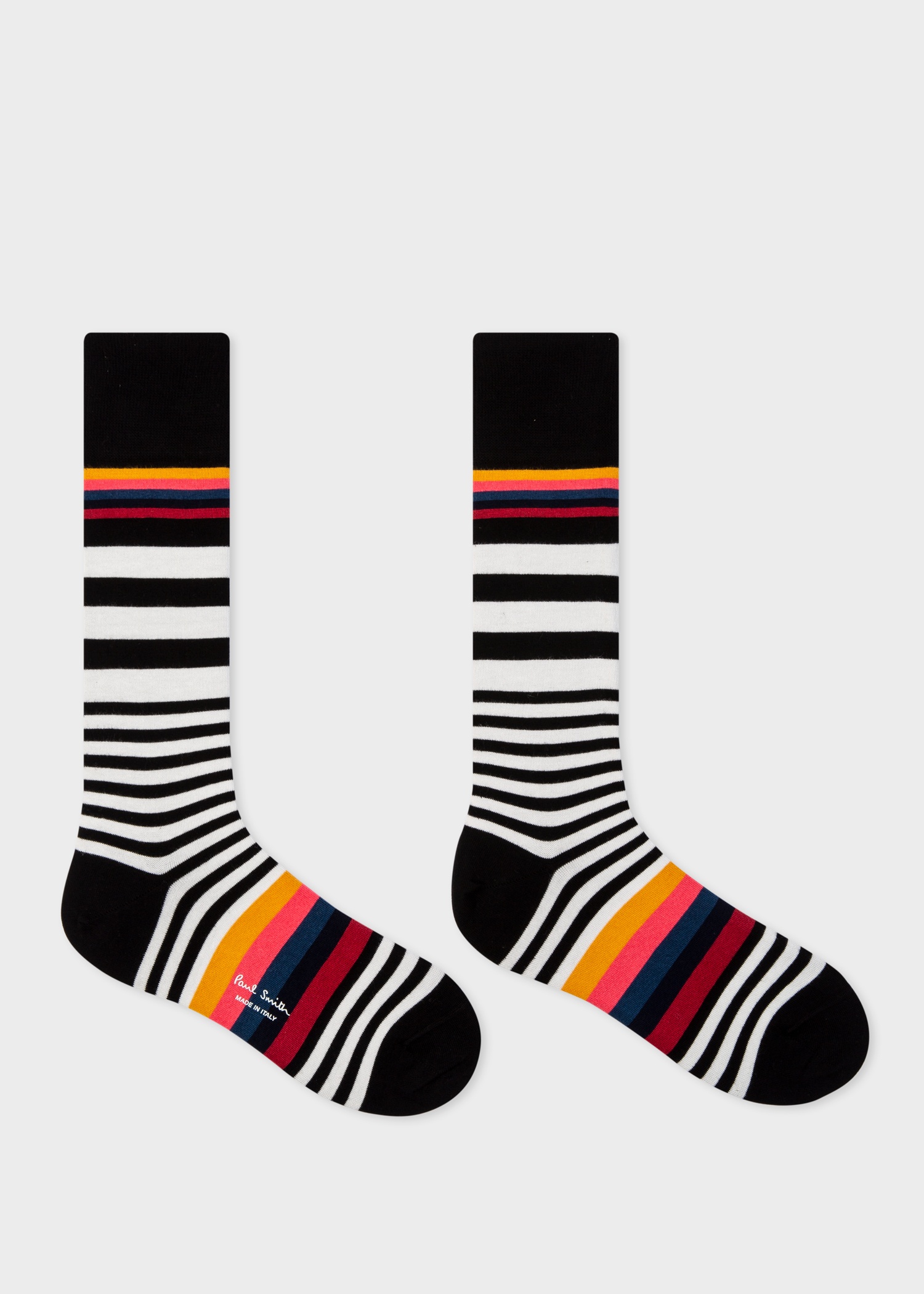 Black Cotton-Blend Striped Socks - 2