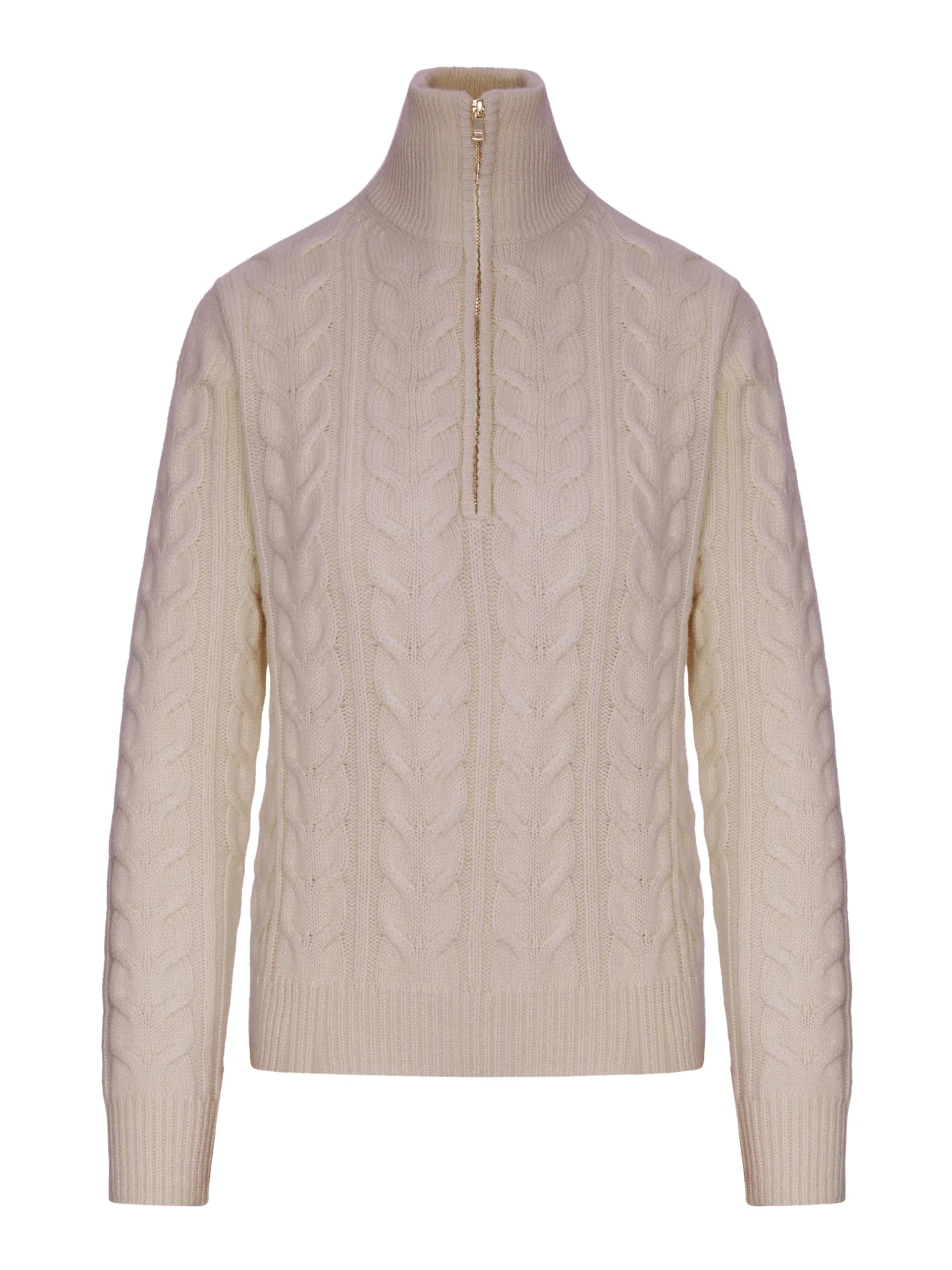 CABLE KNIT CASHMERE YARN SWEATER - 1