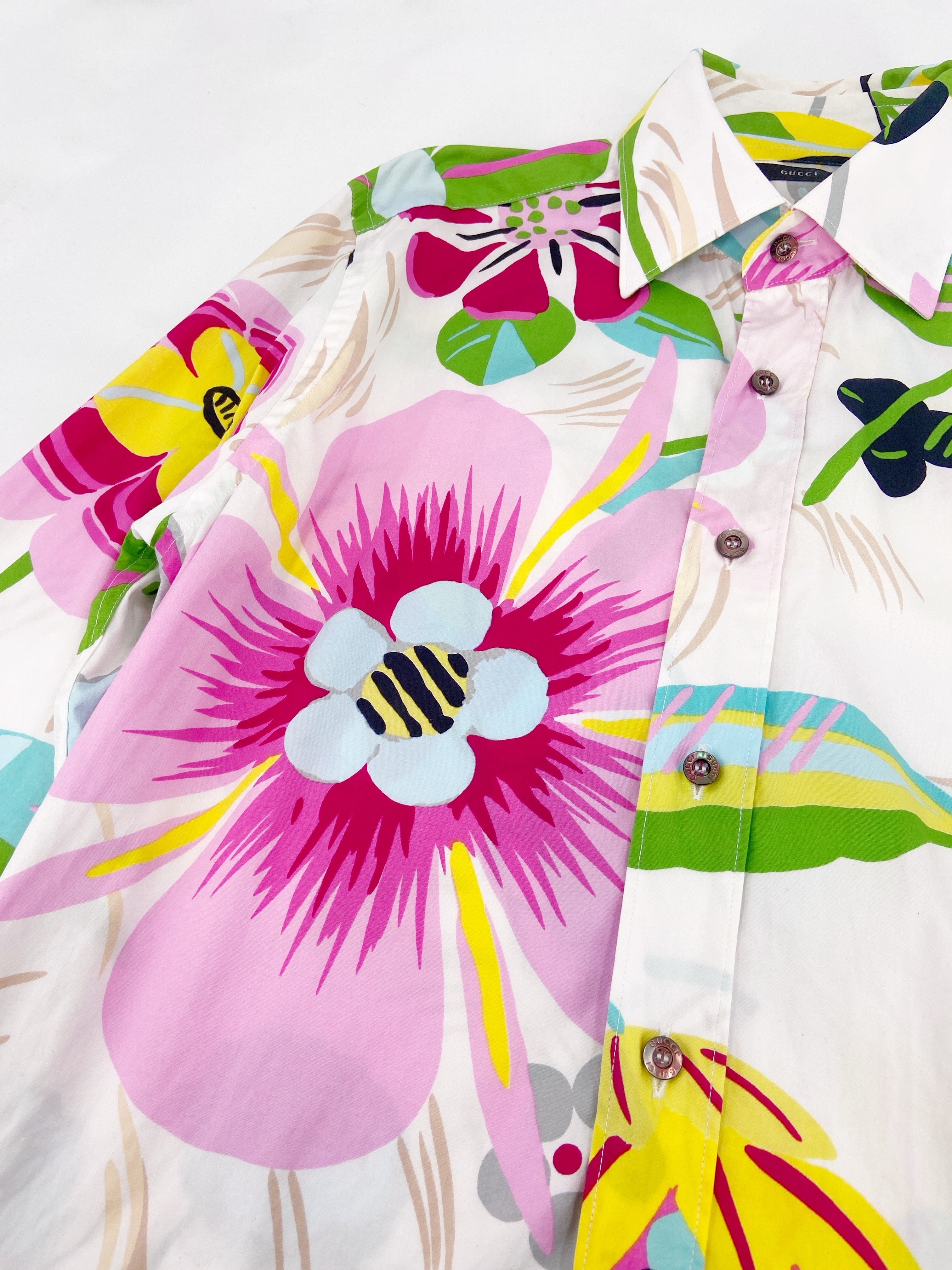 Gucci Spring 1999 Tom Ford White Floral Shirt S - 7