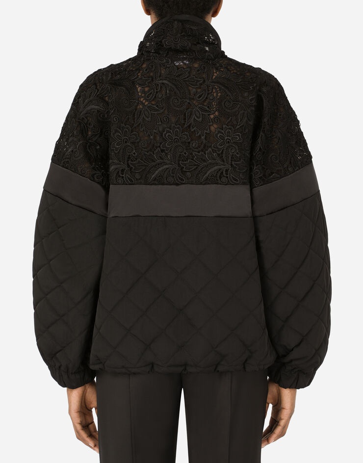 Quilted nylon and macramé lace anorak - 2